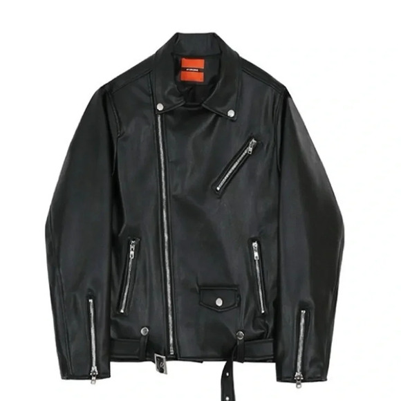 Black Faux Leather Biker Jacket | Bang Chan – Stray Kids - Picture 4 of 6
